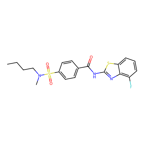 4-[butyl(methyl)sulfamoyl]-N-(4-fluoro-1,3-benzothiazol-2-yl)benzamide structure