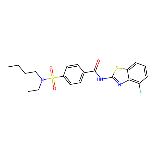 4-[butyl(ethyl)sulfamoyl]-N-(4-fluoro-1,3-benzothiazol-2-yl)benzamide structure