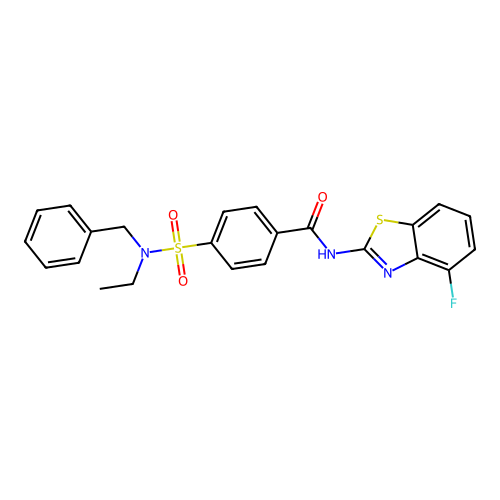 4-[benzyl(ethyl)sulfamoyl]-N-(4-fluoro-1,3-benzothiazol-2-yl)benzamide structure