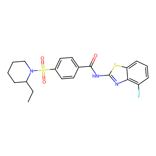 4-((2-ethylpiperidin-1-yl)sulfonyl)-N-(4-fluorobenzo[d]thiazol-2-yl)benzamide structure