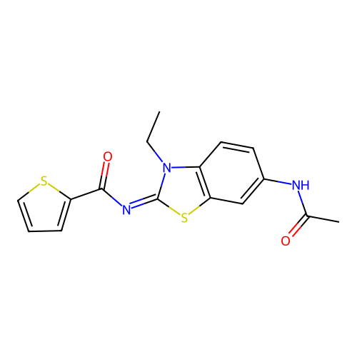 (E)-N-(6-acetamido-3-ethylbenzo[d]thiazol-2(3H)-ylidene)thiophene-2-carboxamide structure
