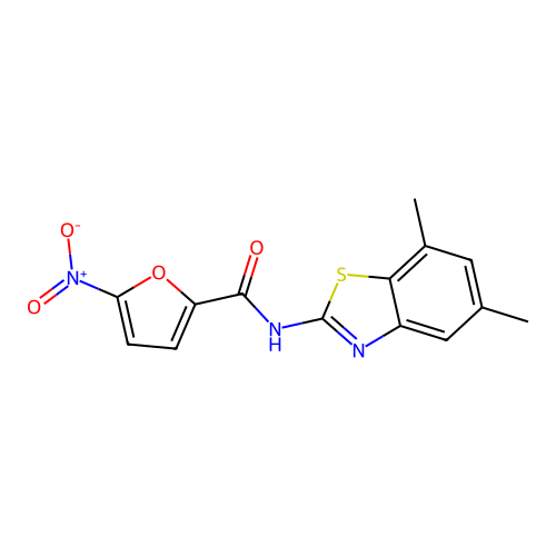 N-(5,7-dimethyl-1,3-benzothiazol-2-yl)-5-nitrofuran-2-carboxamide structure