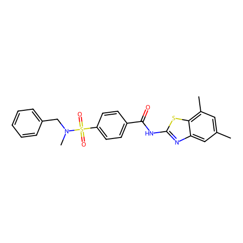 4-[benzyl(methyl)sulfamoyl]-N-(5,7-dimethyl-1,3-benzothiazol-2-yl)benzamide structure