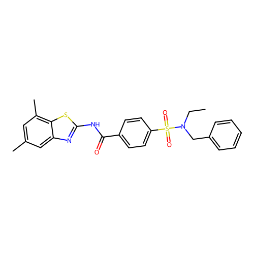 4-[benzyl(ethyl)sulfamoyl]-N-(5,7-dimethyl-1,3-benzothiazol-2-yl)benzamide structure