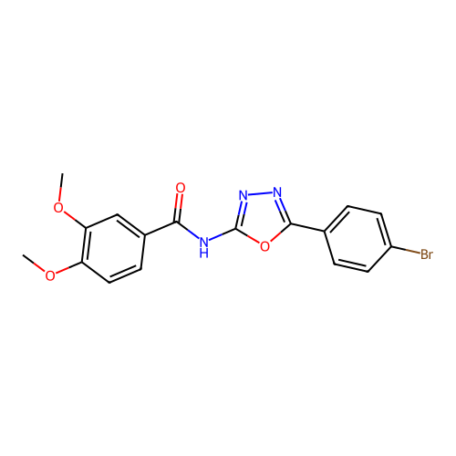 N-[5-(4-bromophenyl)-1,3,4-oxadiazol-2-yl]-3,4-dimethoxybenzamide structure