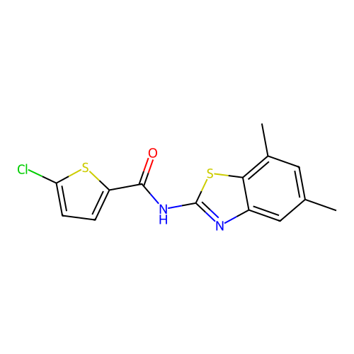 5-chloro-N-(5,7-dimethyl-1,3-benzothiazol-2-yl)thiophene-2-carboxamide structure