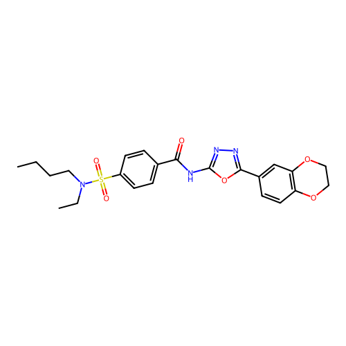 4-[butyl(ethyl)sulfamoyl]-N-[5-(2,3-dihydro-1,4-benzodioxin-6-yl)-1,3,4-oxadiazol-2-yl]benzamide structure