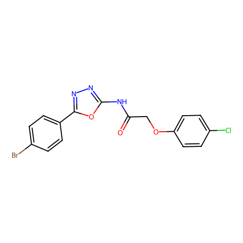 N-[5-(4-bromophenyl)-1,3,4-oxadiazol-2-yl]-2-(4-chlorophenoxy)acetamide structure