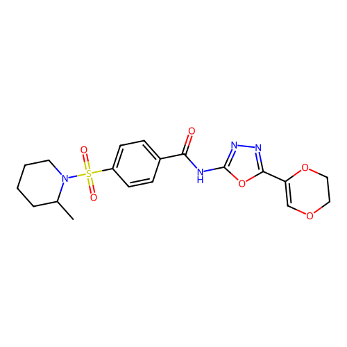 N-(5-(5,6-dihydro-1,4-dioxin-2-yl)-1,3,4-oxadiazol-2-yl)-4-((2-methylpiperidin-1-yl)sulfonyl)benzamide structure