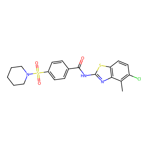N-(5-chloro-4-methylbenzo[d]thiazol-2-yl)-4-(piperidin-1-ylsulfonyl)benzamide structure