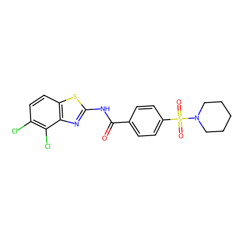 N-(4,5-dichlorobenzo[d]thiazol-2-yl)-4-(piperidin-1-ylsulfonyl)benzamide structure