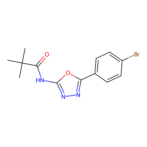 N-[5-(4-bromophenyl)-1,3,4-oxadiazol-2-yl]-2,2-dimethylpropanamide structure