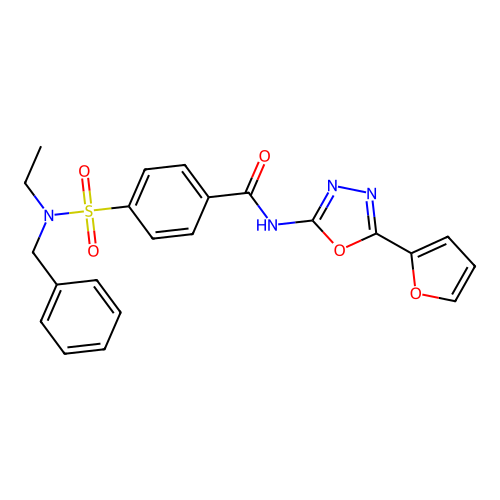 4-[benzyl(ethyl)sulfamoyl]-N-[5-(furan-2-yl)-1,3,4-oxadiazol-2-yl]benzamide structure