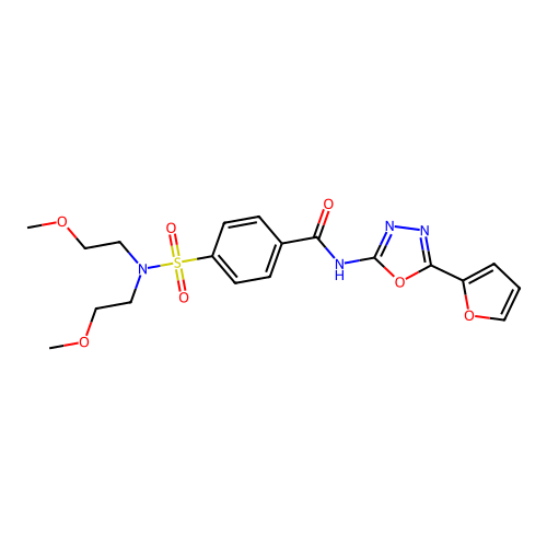 4-[bis(2-methoxyethyl)sulfamoyl]-N-[5-(furan-2-yl)-1,3,4-oxadiazol-2-yl]benzamide structure