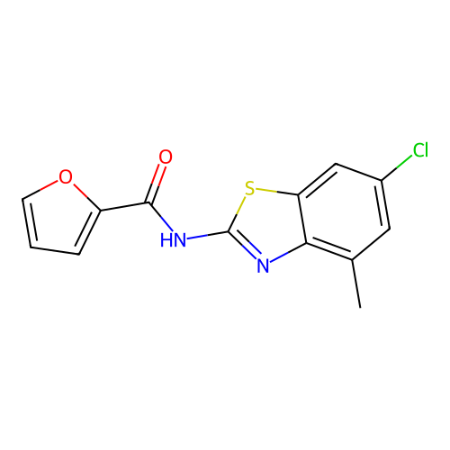 N-(6-chloro-4-methyl-1,3-benzothiazol-2-yl)furan-2-carboxamide structure