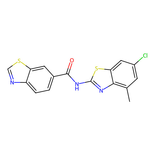 N-(6-chloro-4-methyl-1,3-benzothiazol-2-yl)-1,3-benzothiazole-6-carboxamide structure