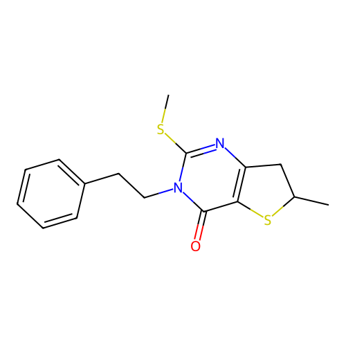 6-methyl-2-(methylthio)-3-phenethyl-6,7-dihydrothieno[3,2-d]pyrimidin-4(3H)-one structure