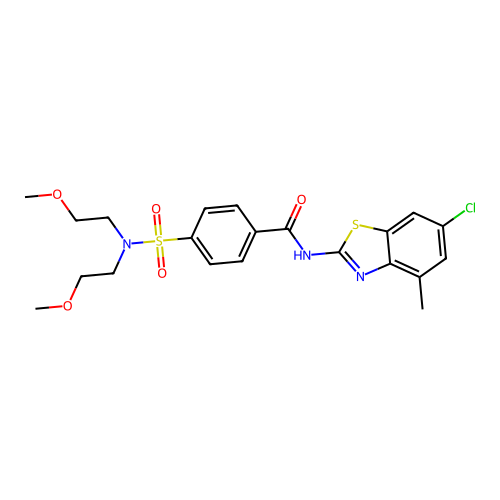 4-[bis(2-methoxyethyl)sulfamoyl]-N-(6-chloro-4-methyl-1,3-benzothiazol-2-yl)benzamide structure
