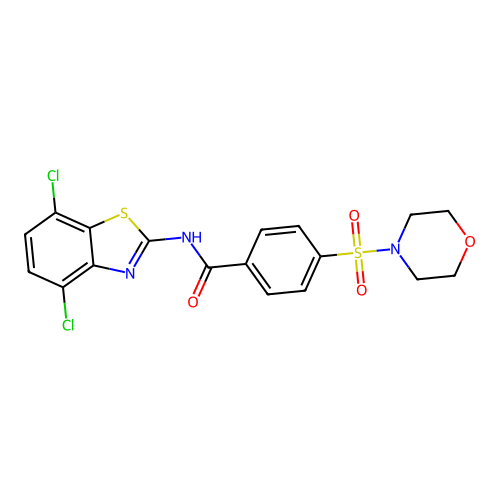 N-(4,7-dichlorobenzo[d]thiazol-2-yl)-4-(morpholinosulfonyl)benzamide structure