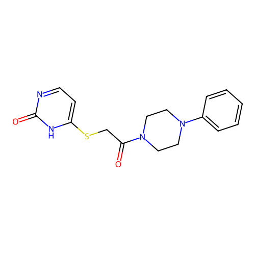 4-((2-oxo-2-(4-phenylpiperazin-1-yl)ethyl)thio)pyrimidin-2(1H)-one structure