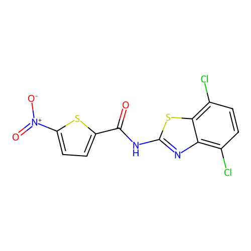 N-(4,7-dichloro-1,3-benzothiazol-2-yl)-5-nitrothiophene-2-carboxamide structure
