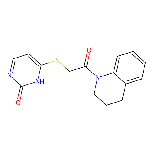 4-((2-(3,4-dihydroquinolin-1(2H)-yl)-2-oxoethyl)thio)pyrimidin-2(1H)-one structure