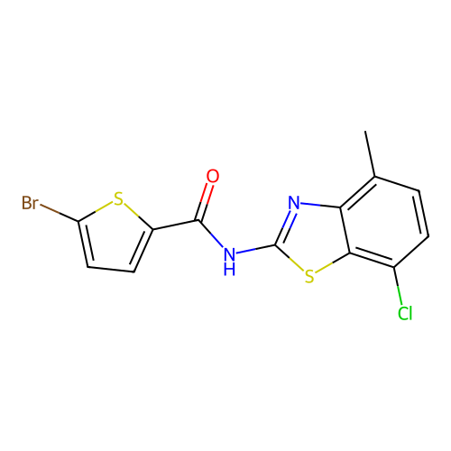 5-bromo-N-(7-chloro-4-methyl-1,3-benzothiazol-2-yl)thiophene-2-carboxamide structure