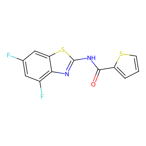 N-(4,6-difluoro-1,3-benzothiazol-2-yl)thiophene-2-carboxamide structure