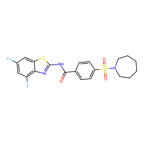 4-(azepan-1-ylsulfonyl)-N-(4,6-difluorobenzo[d]thiazol-2-yl)benzamide structure