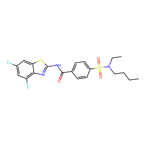 4-[butyl(ethyl)sulfamoyl]-N-(4,6-difluoro-1,3-benzothiazol-2-yl)benzamide structure