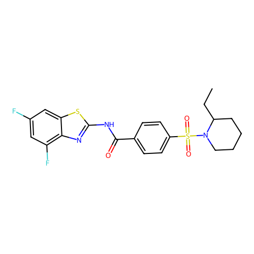 N-(4,6-difluoro-1,3-benzothiazol-2-yl)-4-[(2-ethylpiperidin-1-yl)sulfonyl]benzamide structure