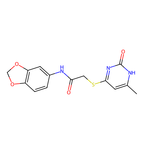 N-(1,3-benzodioxol-5-yl)-2-[(6-methyl-2-oxo-1H-pyrimidin-4-yl)sulfanyl]acetamide structure