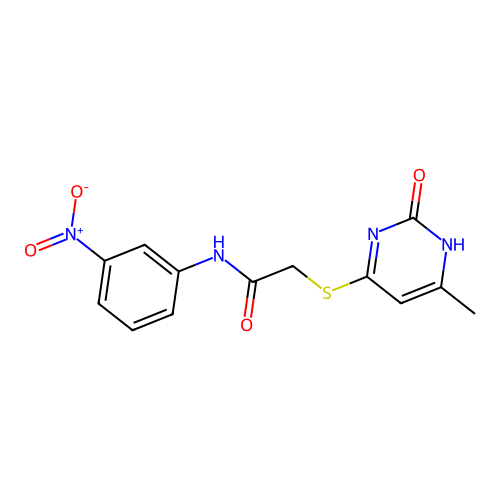 2-[(6-methyl-2-oxo-1H-pyrimidin-4-yl)sulfanyl]-N-(3-nitrophenyl)acetamide structure