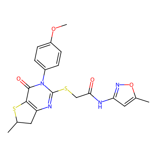 2-((3-(4-methoxyphenyl)-6-methyl-4-oxo-3,4,6,7-tetrahydrothieno[3,2-d]pyrimidin-2-yl)thio)-N-(5-methylisoxazol-3-yl)acetamide structure