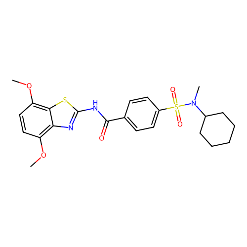 4-[cyclohexyl(methyl)sulfamoyl]-N-(4,7-dimethoxy-1,3-benzothiazol-2-yl)benzamide structure
