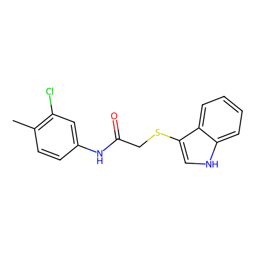N-(3-chloro-4-methylphenyl)-2-(1H-indol-3-ylsulfanyl)acetamide structure