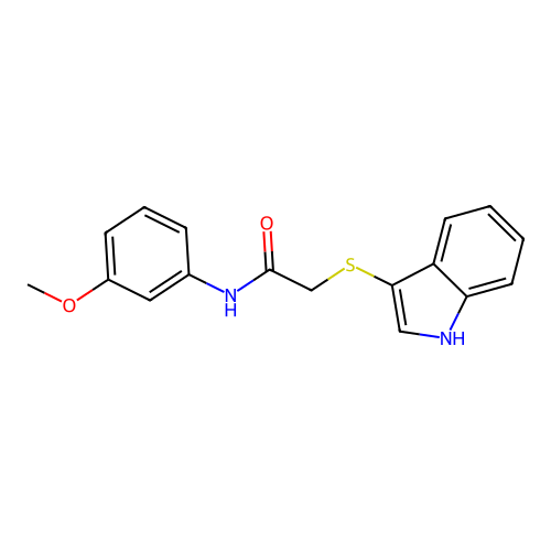 2-(1H-indol-3-ylsulfanyl)-N-(3-methoxyphenyl)acetamide structure