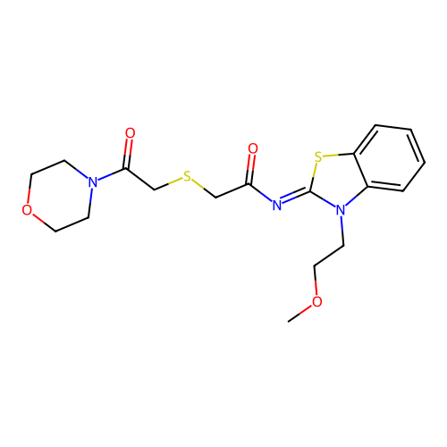 (Z)-N-(3-(2-methoxyethyl)benzo[d]thiazol-2(3H)-ylidene)-2-((2-morpholino-2-oxoethyl)thio)acetamide structure