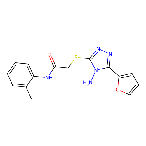 2-((4-amino-5-(furan-2-yl)-4H-1,2,4-triazol-3-yl)thio)-N-(o-tolyl)acetamide structure