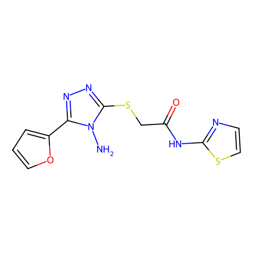 2-((4-amino-5-(furan-2-yl)-4H-1,2,4-triazol-3-yl)thio)-N-(thiazol-2-yl)acetamide structure
