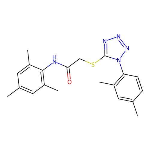 2-[1-(2,4-dimethylphenyl)tetrazol-5-yl]sulfanyl-N-(2,4,6-trimethylphenyl)acetamide structure
