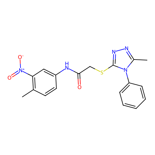 N-(4-methyl-3-nitrophenyl)-2-[(5-methyl-4-phenyl-1,2,4-triazol-3-yl)sulfanyl]acetamide structure