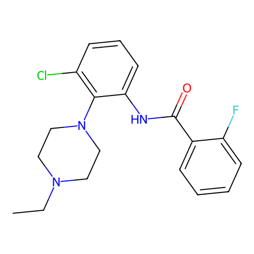 N-[3-chloro-2-(4-ethylpiperazin-1-yl)phenyl]-2-fluorobenzamide structure