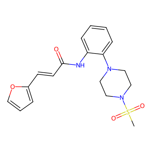 (2E)-3-(furan-2-yl)-N-{2-[4-(methylsulfonyl)piperazin-1-yl]phenyl}prop-2-enamide structure