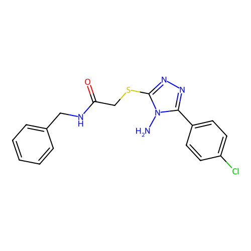 2-{[4-amino-5-(4-chlorophenyl)-4H-1,2,4-triazol-3-yl]sulfanyl}-N-benzylacetamide structure
