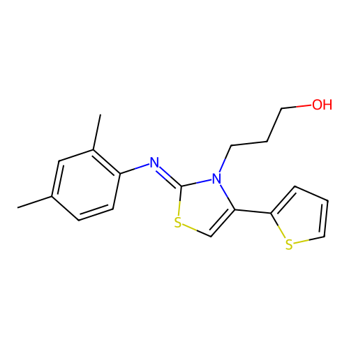 3-[2-(2,4-Dimethylphenyl)imino-4-thiophen-2-yl-1,3-thiazol-3-yl]propan-1-ol structure