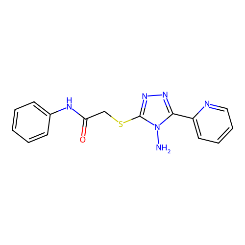 2-((4-amino-5-(pyridin-2-yl)-4H-1,2,4-triazol-3-yl)thio)-N-phenylacetamide structure