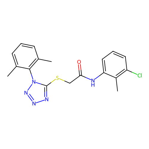 N-(3-chloro-2-methylphenyl)-2-[1-(2,6-dimethylphenyl)tetrazol-5-yl]sulfanylacetamide structure