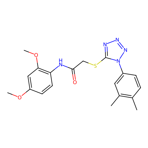 N-(2,4-dimethoxyphenyl)-2-[1-(3,4-dimethylphenyl)tetrazol-5-yl]sulfanylacetamide structure