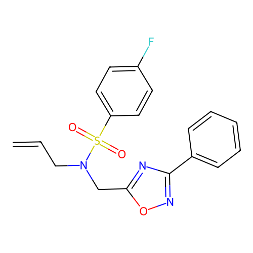 4-fluoro-N-[(3-phenyl-1,2,4-oxadiazol-5-yl)methyl]-N-prop-2-enylbenzenesulfonamide structure